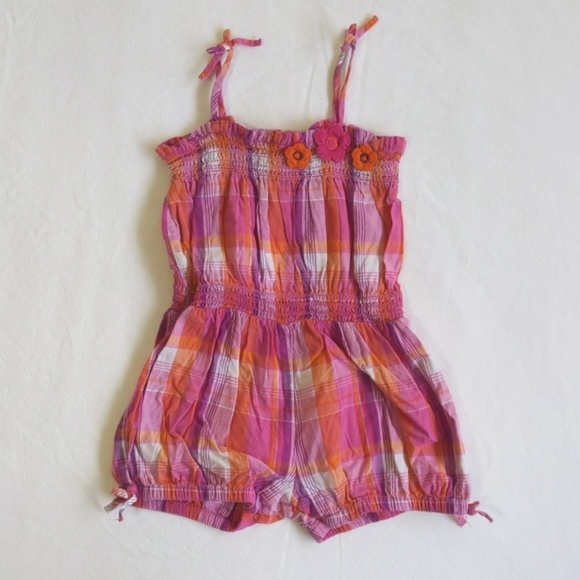 koala baby smocked plaid summer bubble romper playsuit 6-9 months baby girl - Picture 1 of 7